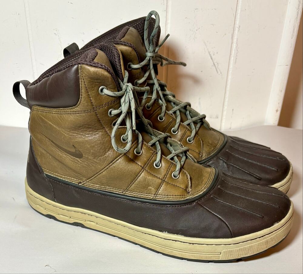 Nike ACG Woodside High Duck Boots Brown Leather Winter Cold Weather Mens Size 15